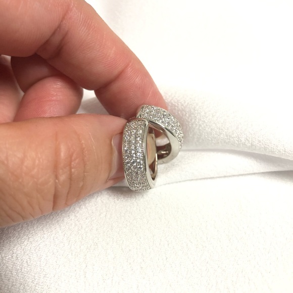 18k White Gold Filled Diamond Earrings - Picture 3 of 6